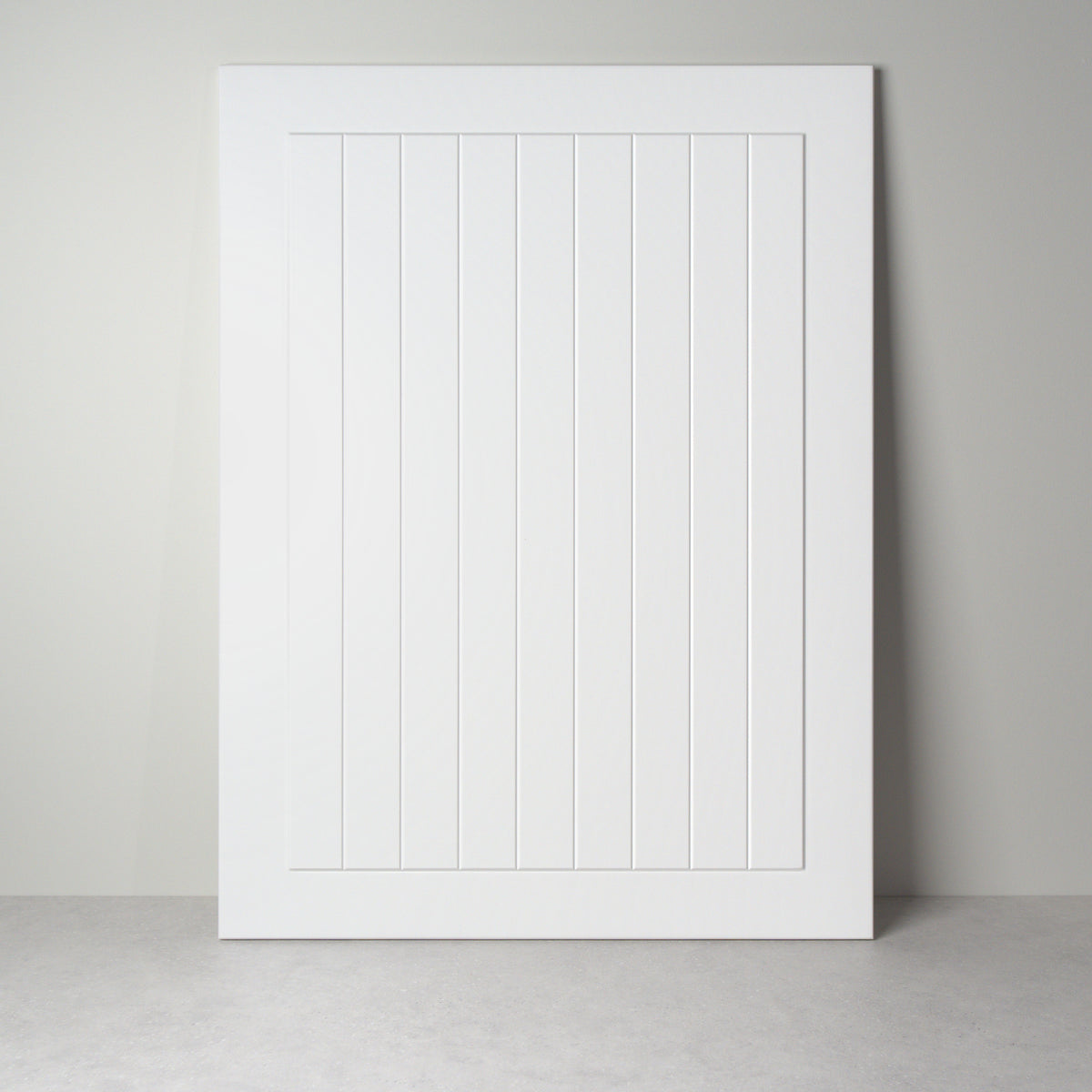 Hampton-Front 19 mm für IKEA-Möbel, weißer Lack, Rahmen mit vertikal genuteter Füllung